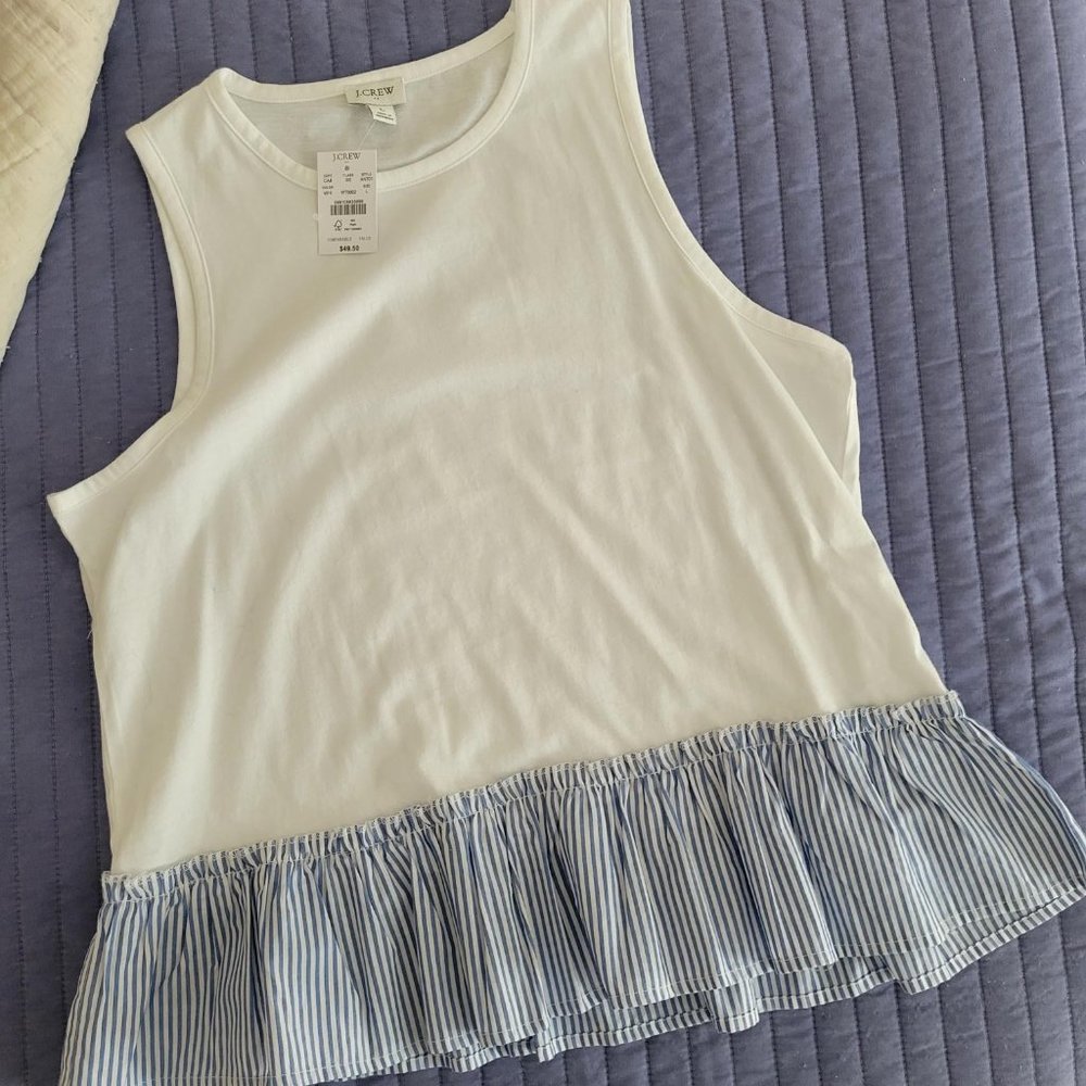 J Crew Woven Hem Tank Top White